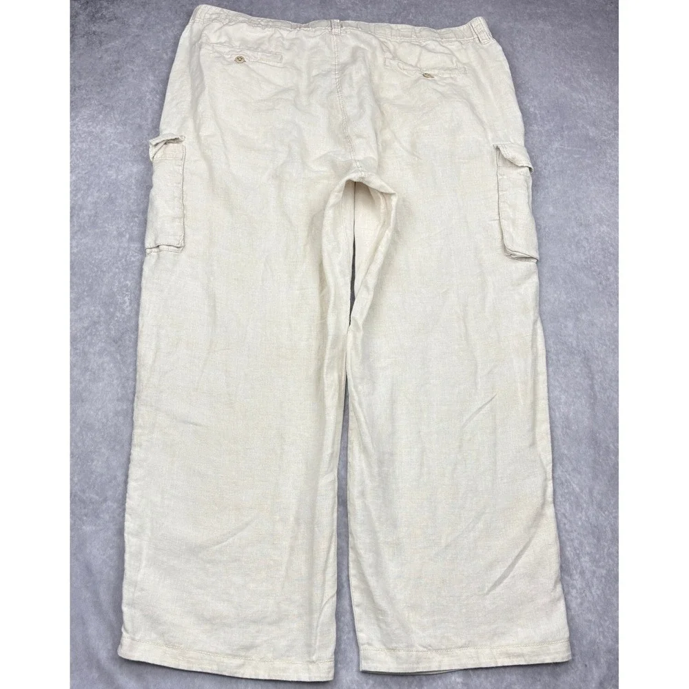 Tommy Bahama Relax Linen Cargo Pants Mens XL Oatmeal Beige Beach Trousers Casual